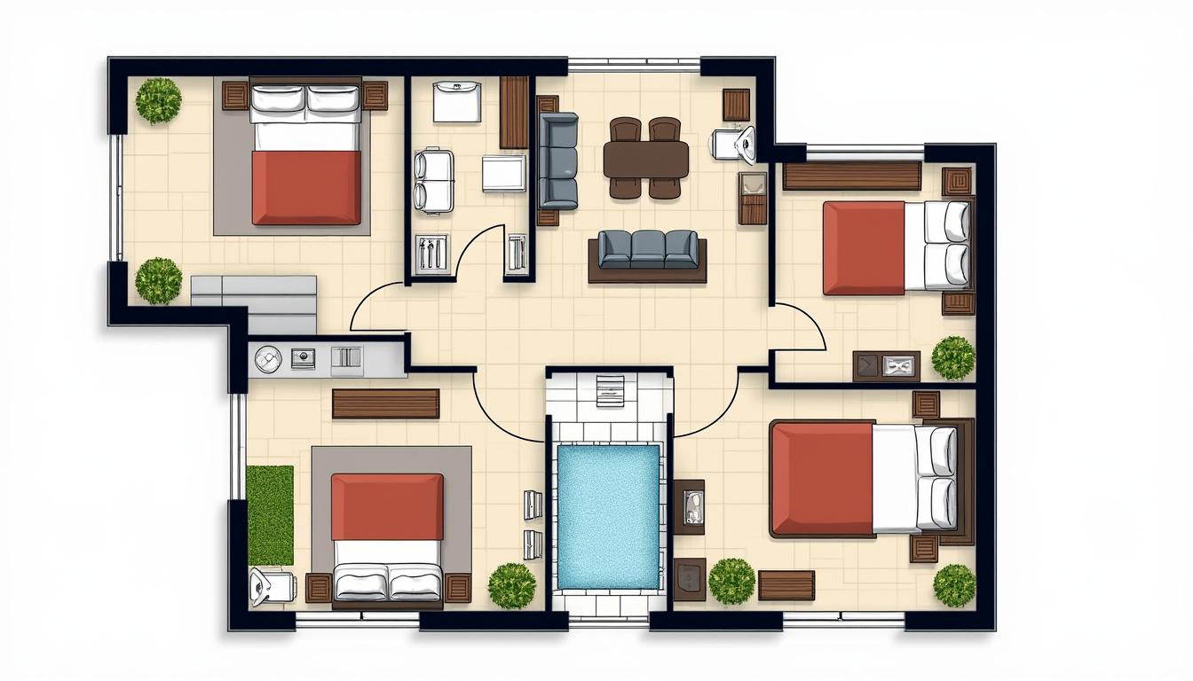 découvrez des idées et conseils pour concevoir un plan maison en l avec 4 chambres, optimisant l'espace et le confort pour une disposition idéale.